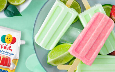 Paleta de fresa o limón y leche condensada